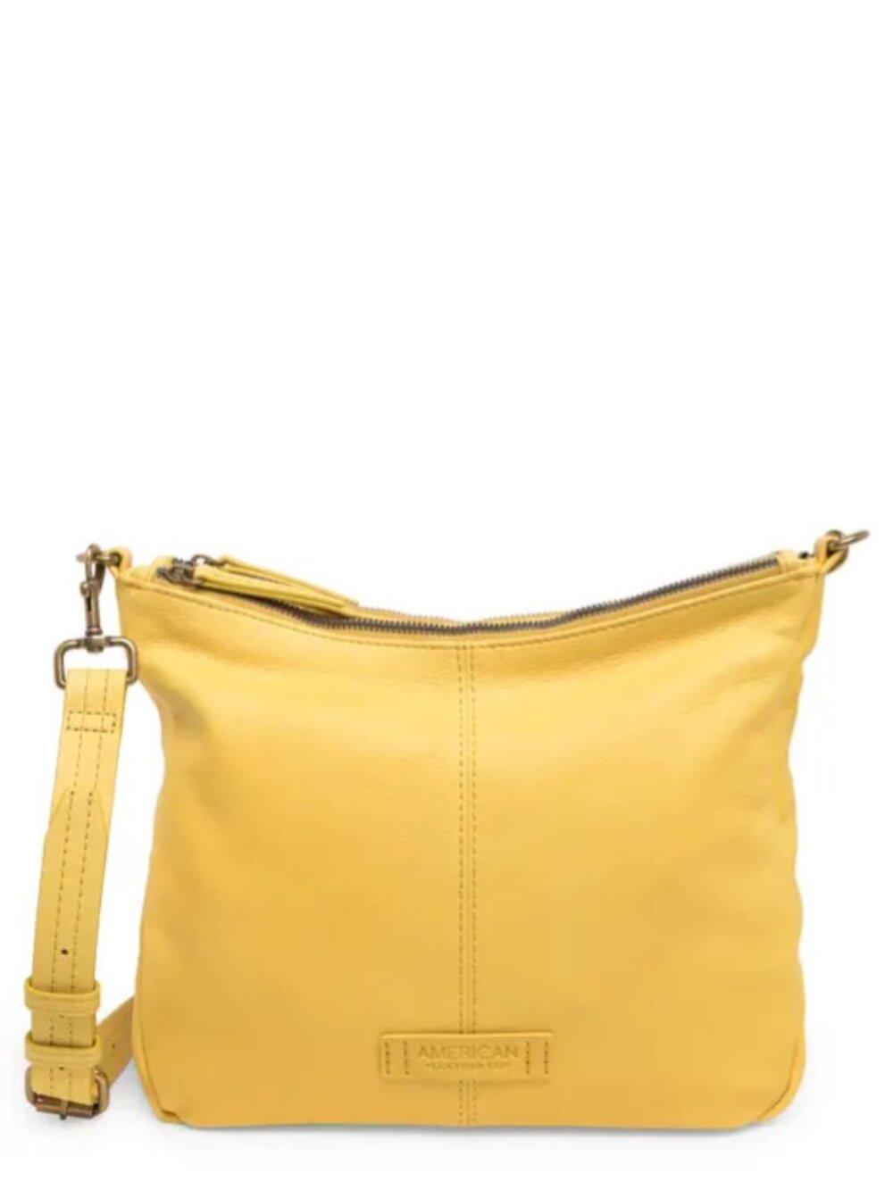 American Leather Co. Yellow Leather Crossbody Hobo Bag